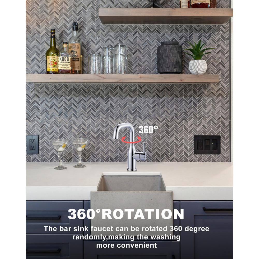 Aleasha Single Handle Deck Mounted Bar Faucet Inclued Supply Lines AL-4M04C