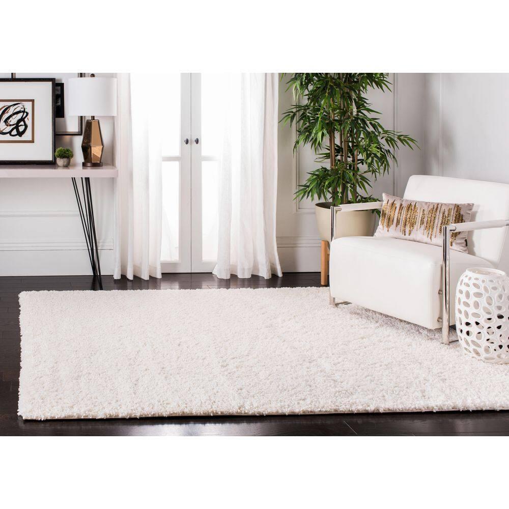 Fontana Shag 800 FNT800 Power Loomed Indoor Area Rug - Ivory - 4'x4' - Safavieh
