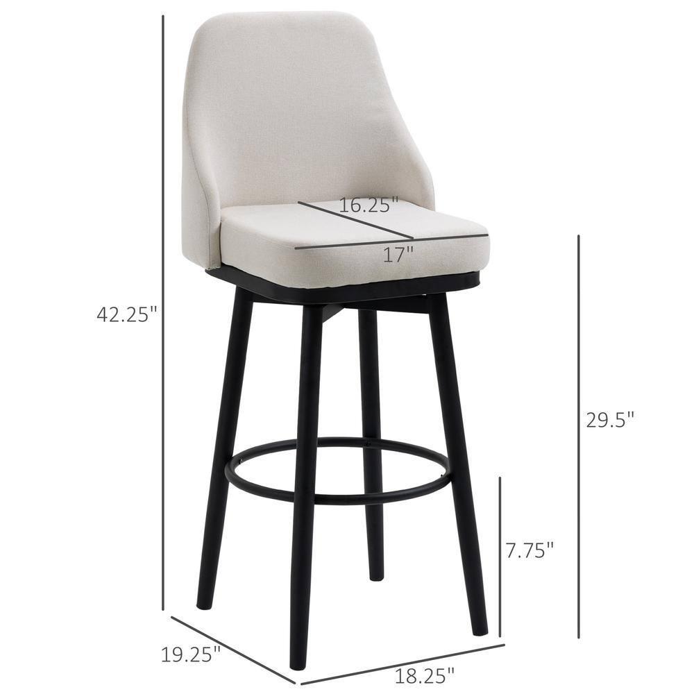 HOMCOM Extra Tall Bar Stools Set of 2, Modern 360° Swivel Barstools, Dining Room Chairs with Steel Legs and Footrest