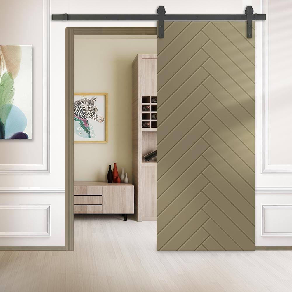 Calhome Hollow Paneled Painted with Installation Hardware Kit Barn Door