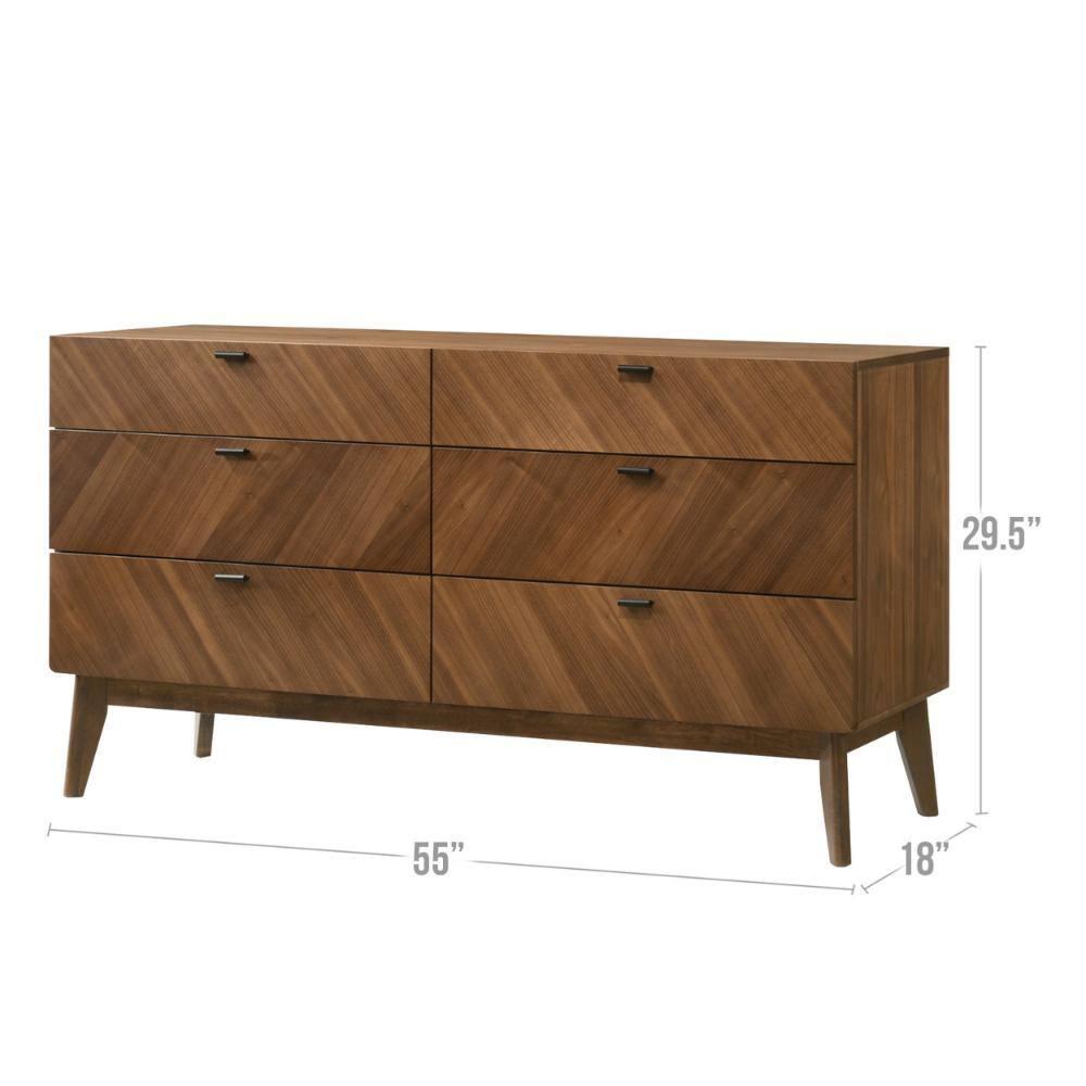 Benjara BM301756 55 in. Nova Rem Wide Dresser with 6 Drawers, Brown & Black
