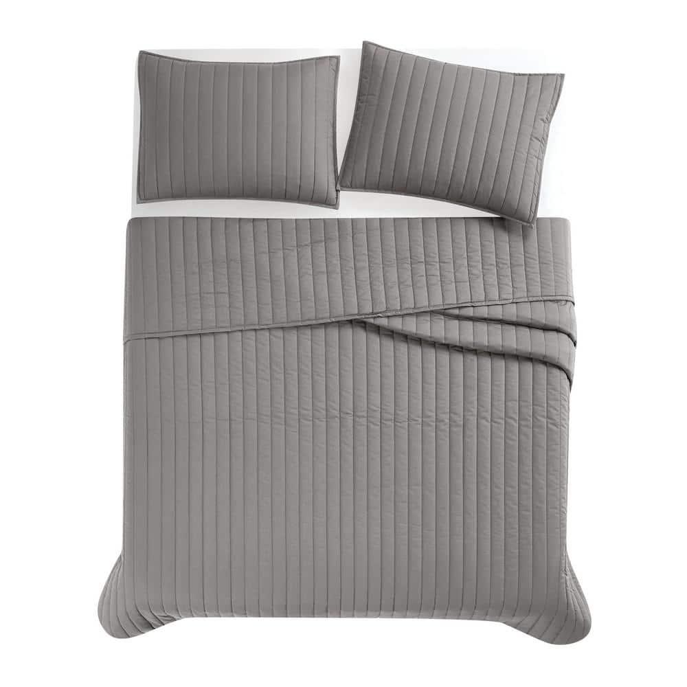 Brooklyn Loom Oversized Cotton Percale 3 Piece Quilt Set
