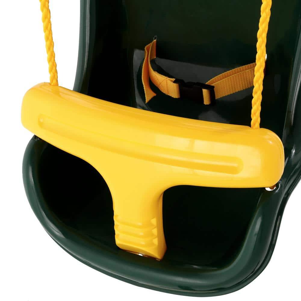 Swing-N-Slide Infant Swing, Safe and Study Toddler Swing for Swing Set- Green with Yellow Rope