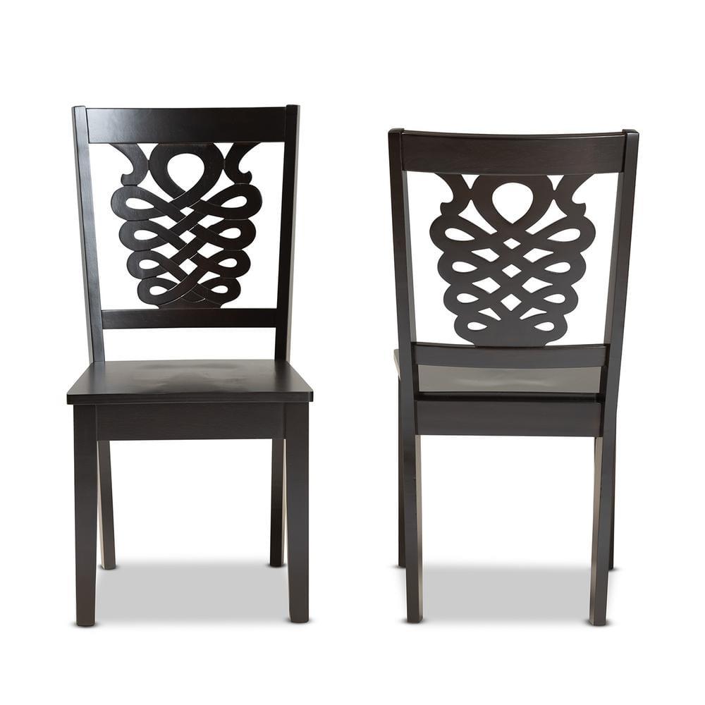 2pc GervaisTransitional Wood Dining Chair Set Brown - Baxton Studio: Polyester Upholstery, Spot Clean, Armless