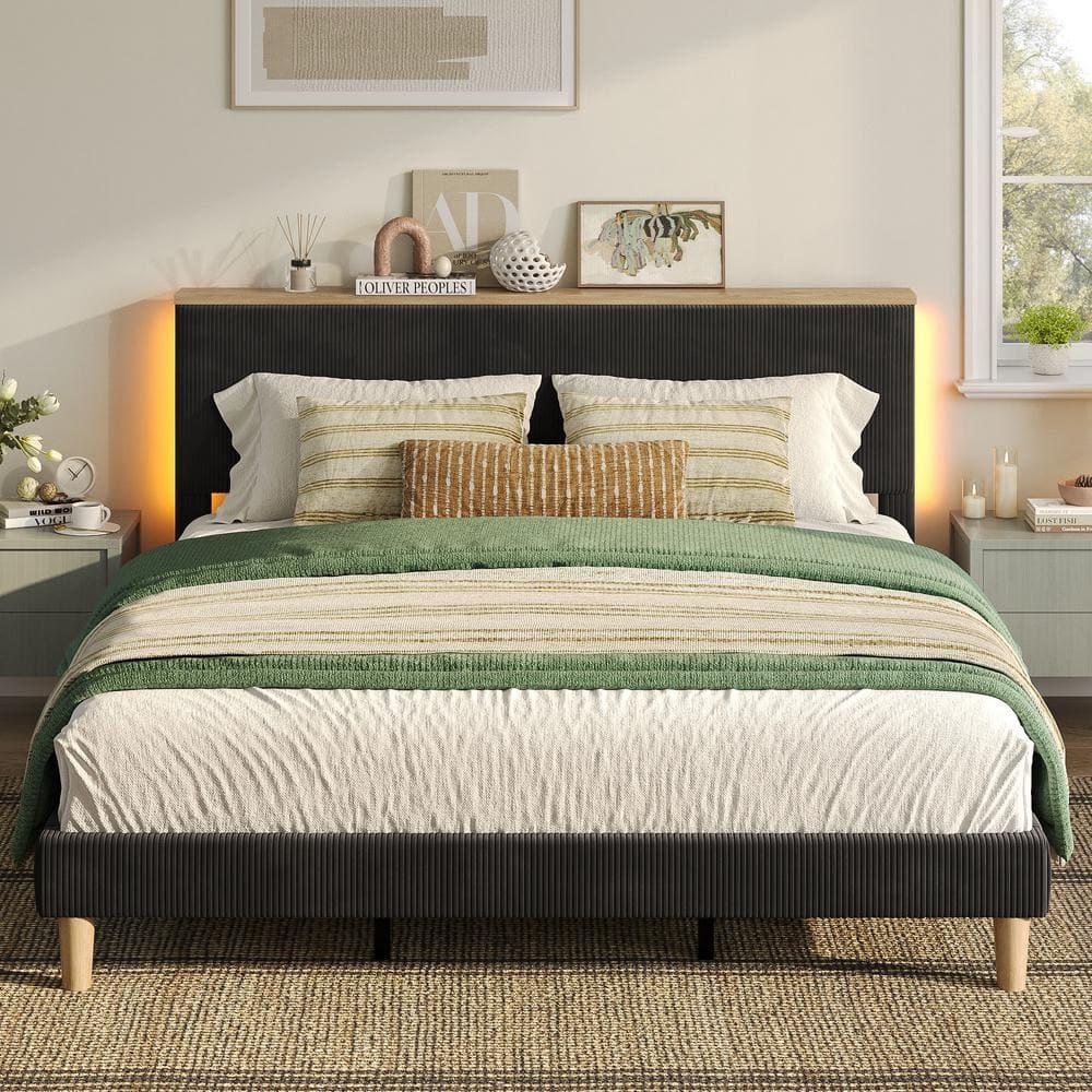 Bestier Queen Size Bed Frame with Headboard Black