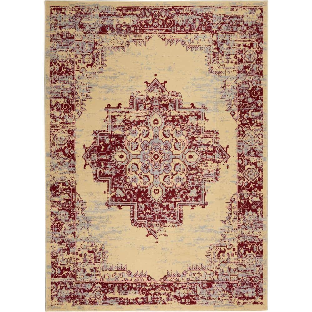 Nourison Grafix Persian Cream/Red 5'3" x 7'3" Area Rug, (5x7)