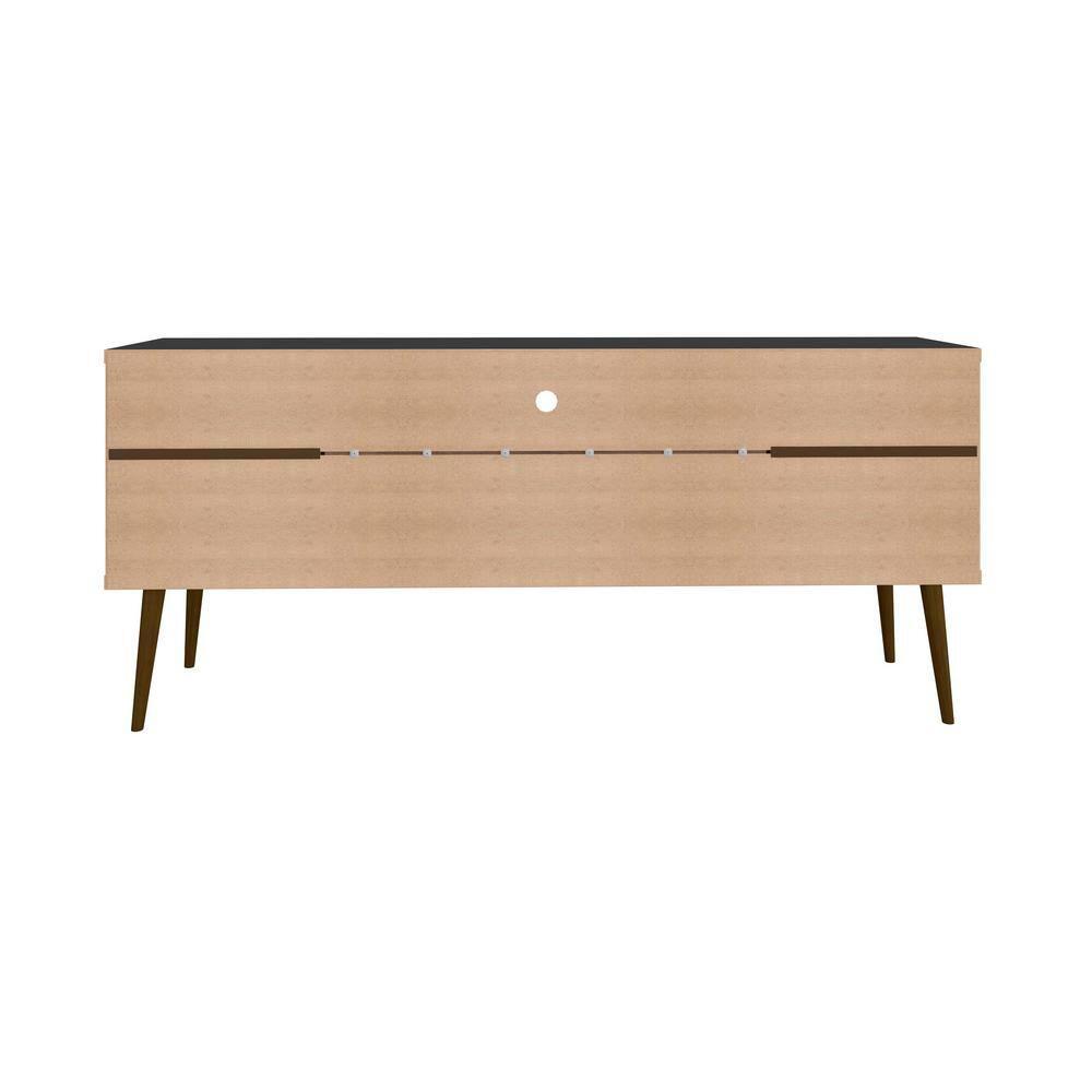 Bradley TV Stand for TVs up to 60" Black - Manhattan Comfort: Modern Entertainment Center with Open Shelves