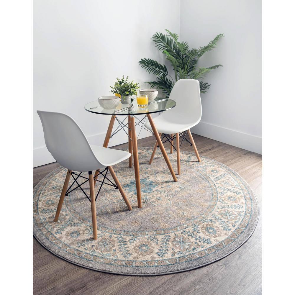 Unique Loom 5' 1 x 5' 1 Round Gray Salzburg Altstadt Area Rug