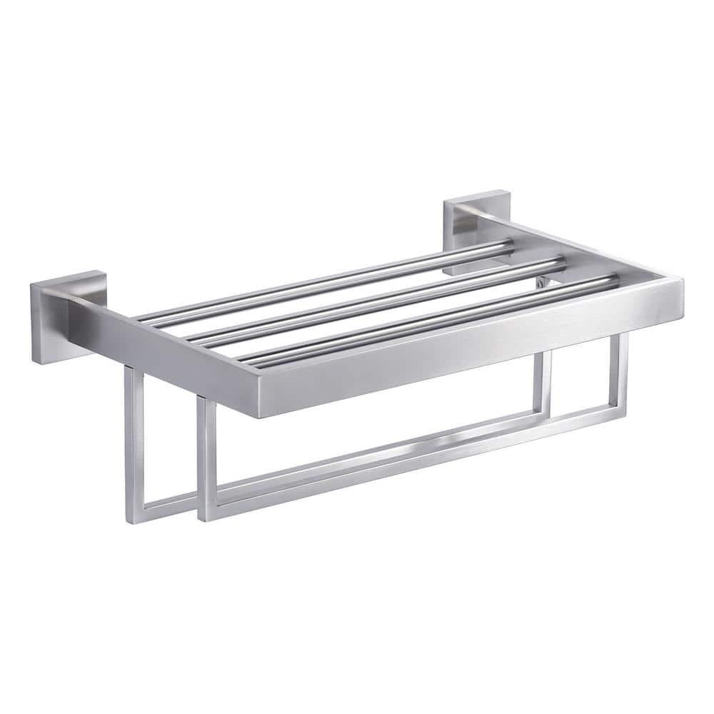 ARCORA AR5150101-16 2-Tier Wall Mounted Stainless Steel Bathroom Towel Rack With 2 Towel Bars Square Rods