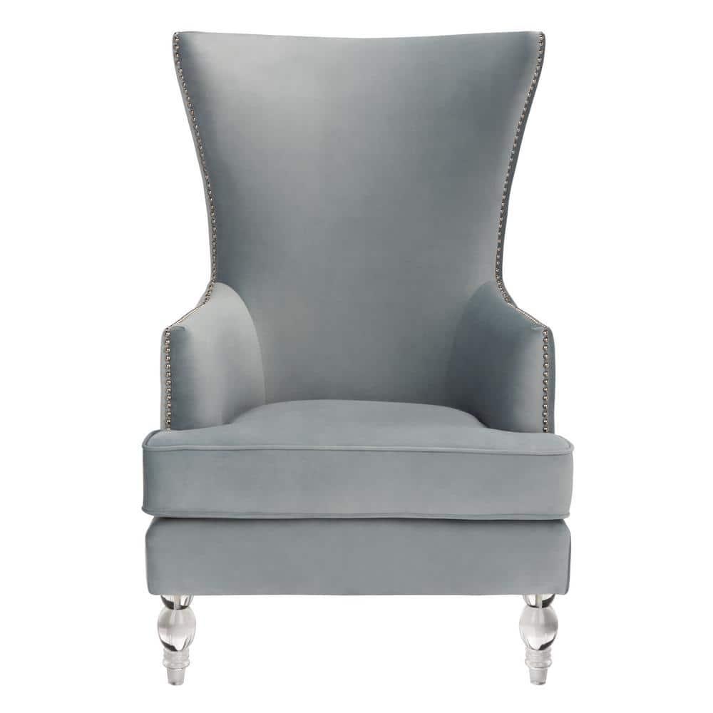 Geode Modern Wingback Chair - SFV4745 - Light Silver - Safavieh Couture