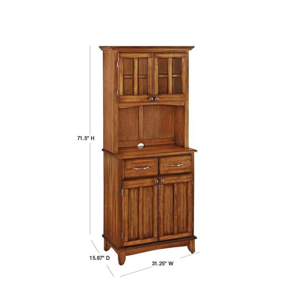 Small Buffet of Buffets Server with Hutch and Oak Top Oak - Homestyles: Traditional Storage, Glass Doors, Adjustable Shelves