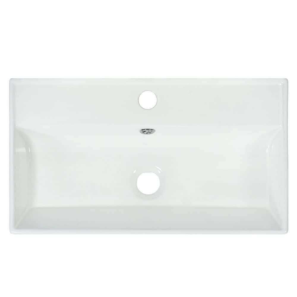 White Ceramic Rectangular Bathroom Sink with Anti-Spill Hole