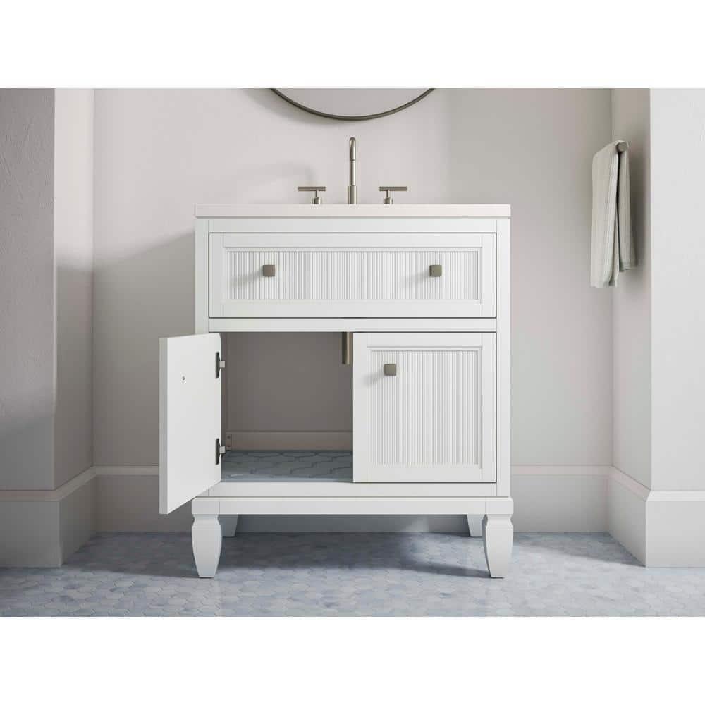 Hearthaven 30'' Free Standing Single Bathroom Vanity Cabinet with Sink and Quartz Top