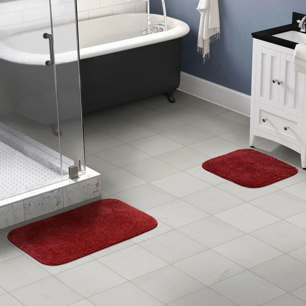 2pc Traditional Washable Nylon Bath Rug Set Red - Garland: Machine Made, Latex Backing, Tufted Texture