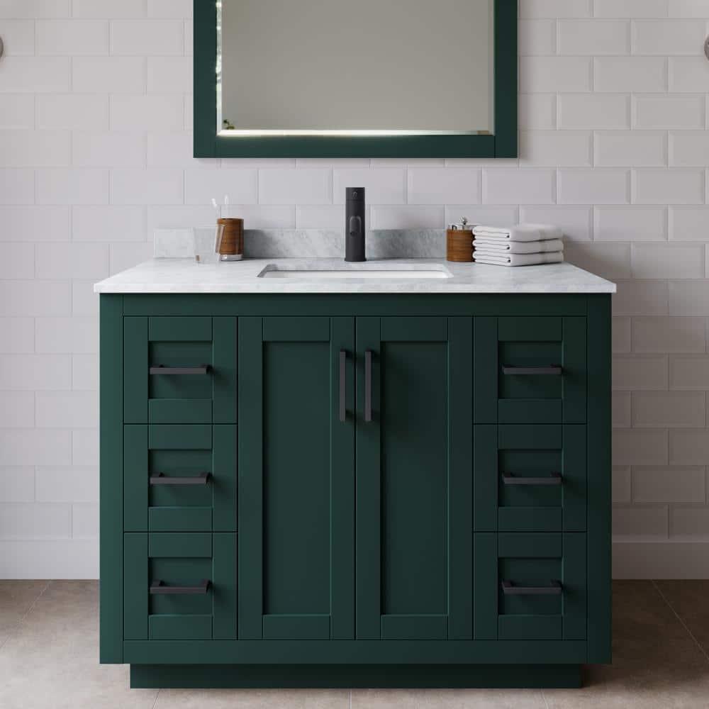 Wyndham Collection Miranda 42" Freestanding Single Bathroom Vanity with Marble Top