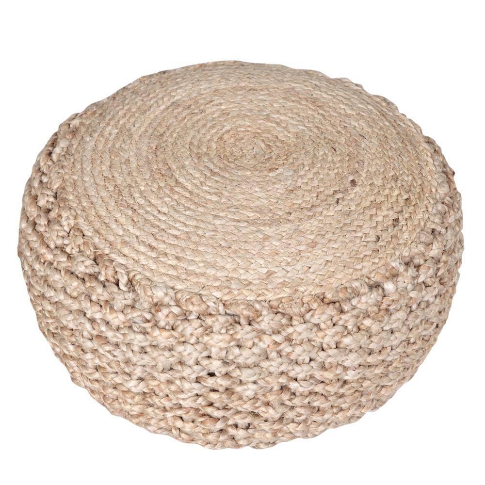 Highland Dunes Aarron Hand-Made Jute Braided Ottoman Pouf
