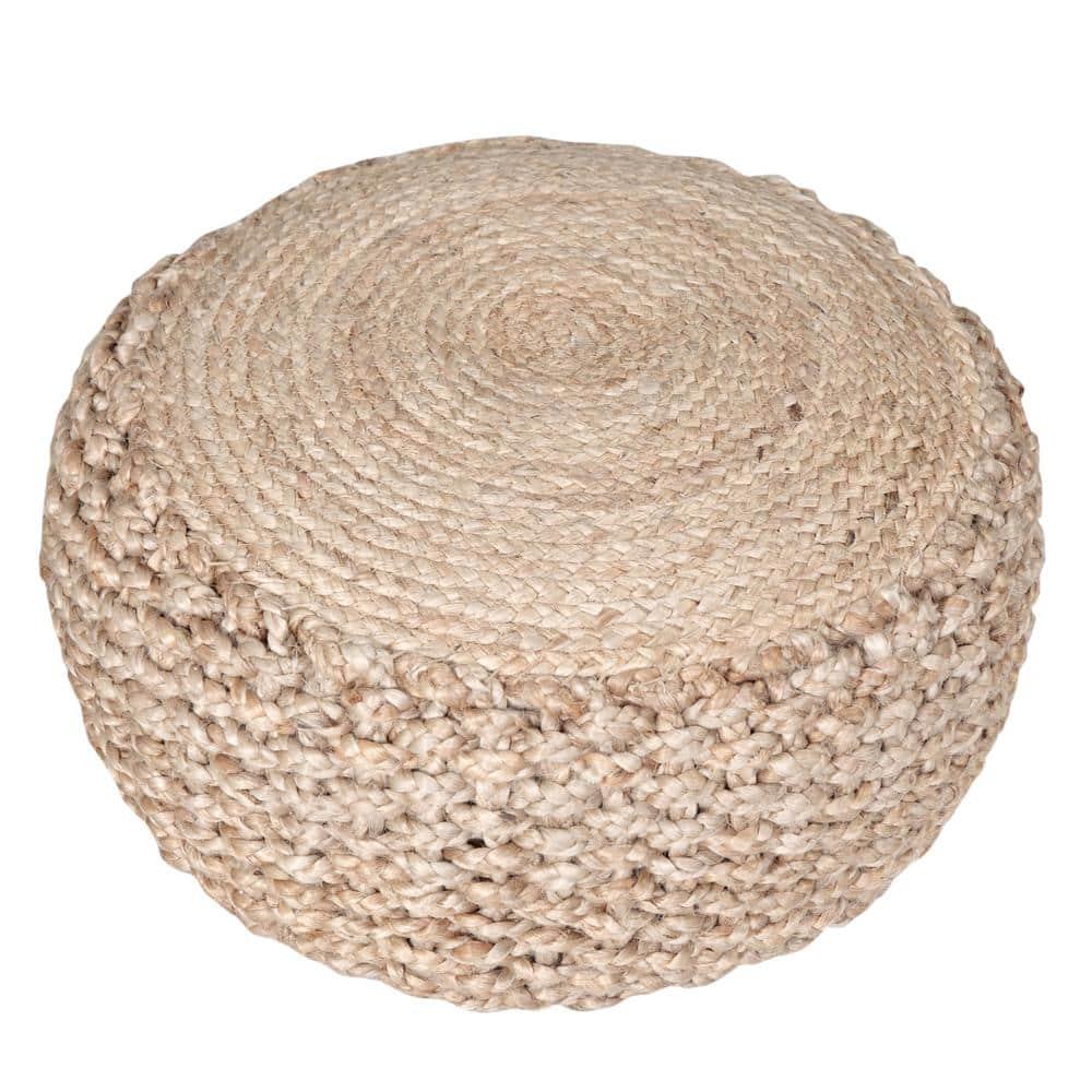 Highland Dunes Aarron Hand-Made Jute Braided Ottoman Pouf