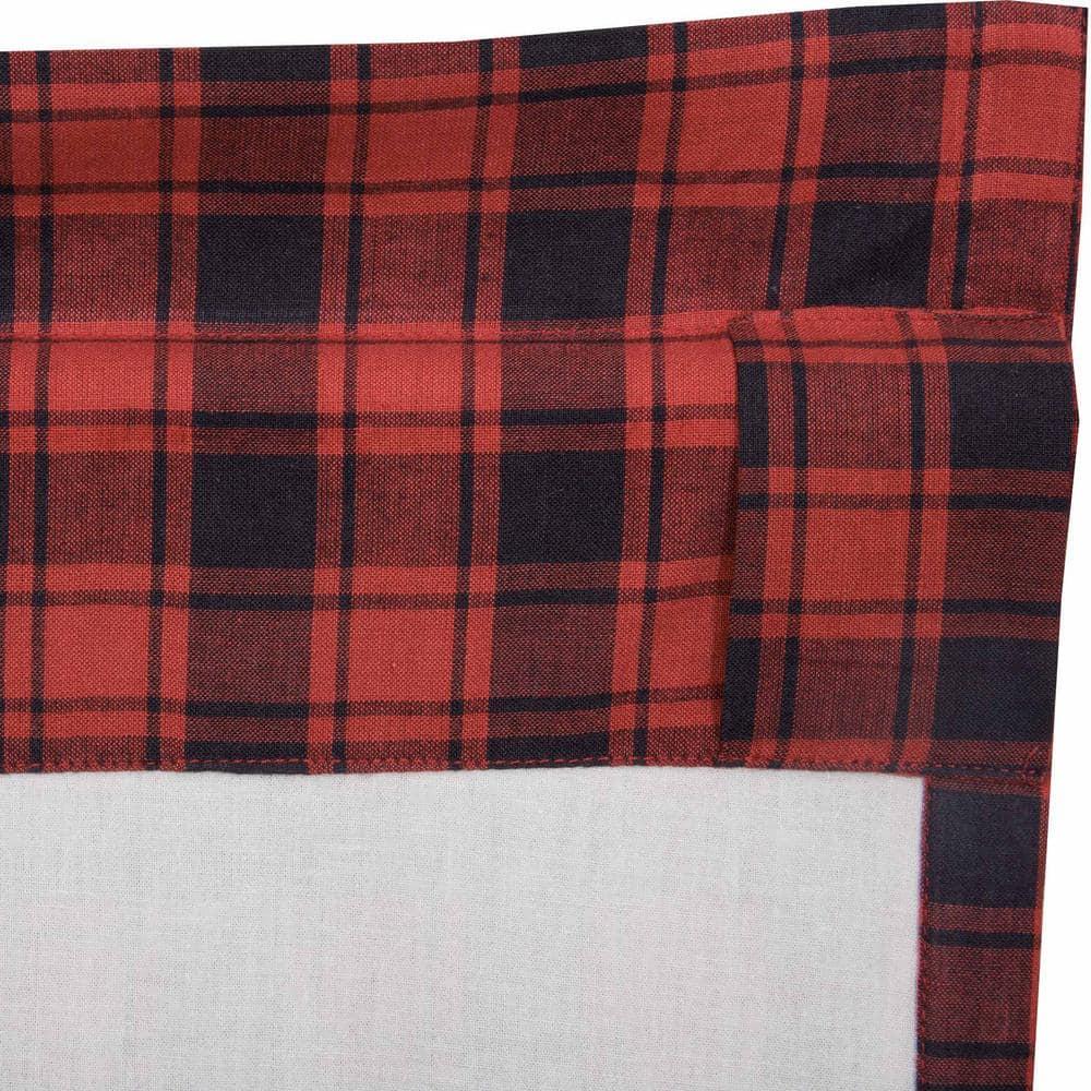 VHC Brands Rustic & Lodge Kitchen Window Curtains-Cumberland Patchwork Bedding Accessory, Valance 16x72, Chili Pepper Red