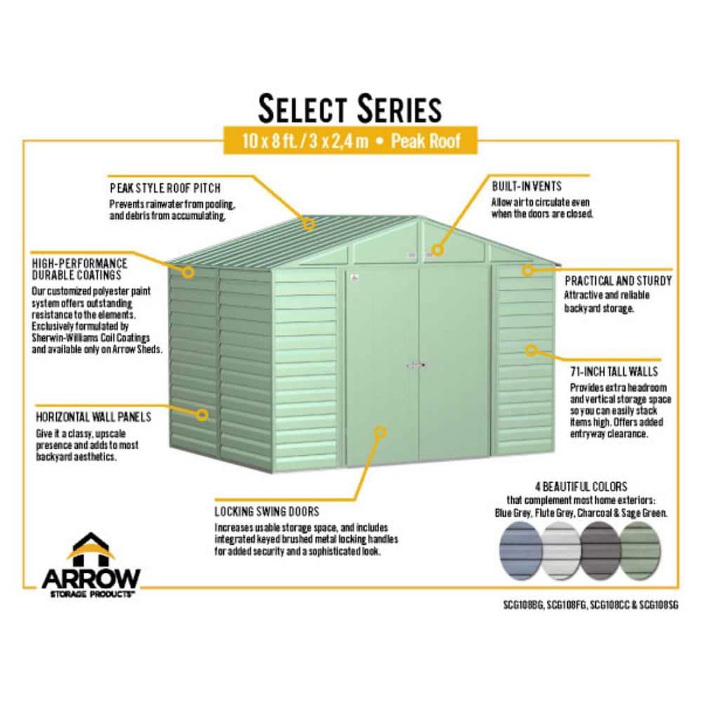 Arrow Arrow Select Steel Storage Shed Steel Storage Shed