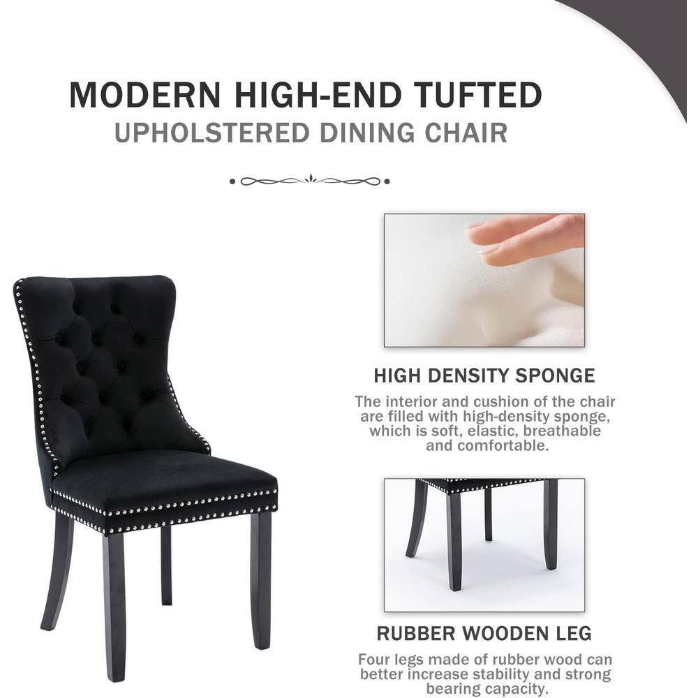 LegaHome Velvet Dining Chairs Set of 4, High-end Upholstered Button Tufted Dining Chair with Nailhead Trim and Solid Wood Legs, Modern Padded Seat Accent Chairs, Kitchen Dining Chairs Set, Blue