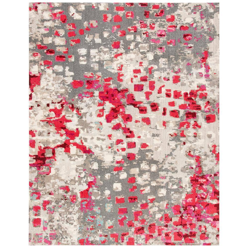 Madison MAD425 Power Loomed Area Rug - Grey/Red - 8'x10' - Safavieh.
