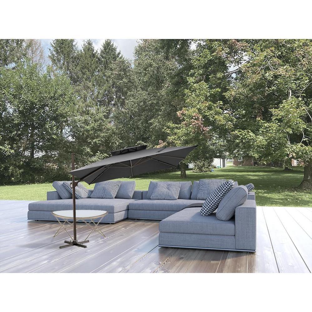11 ft. Dark Gray Polyester Round Tilt Cantilever Patio Umbrella with Stand
