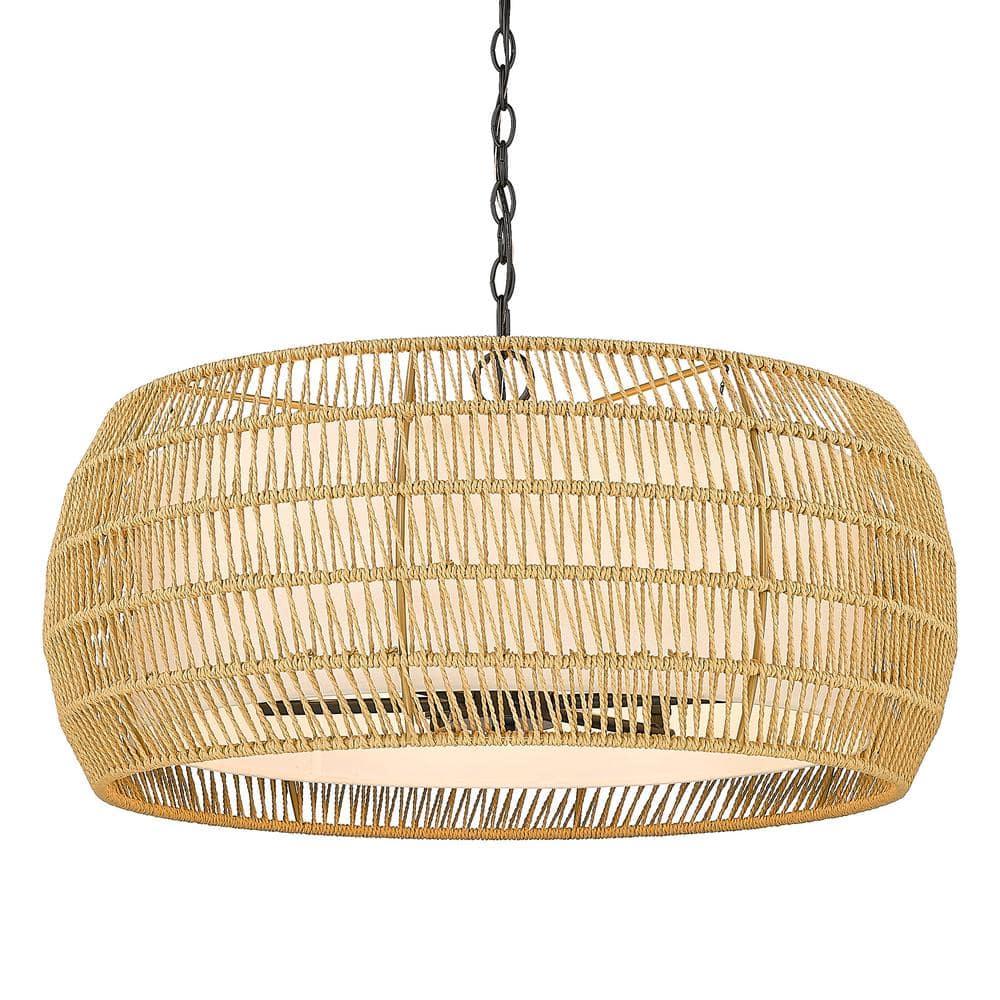 Chapple 6 - Light Steel Dimmable Drum Chandelier