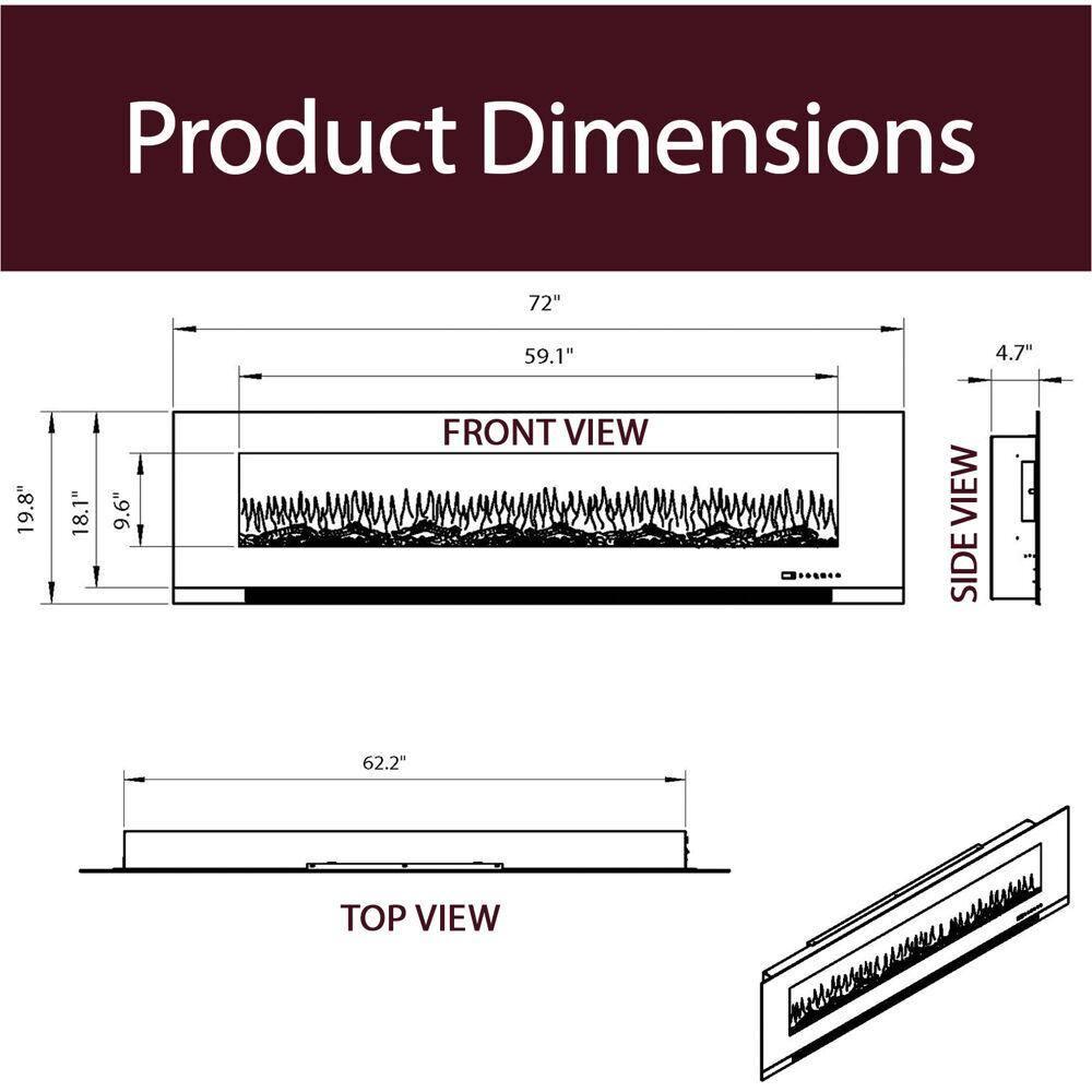 Cambridge Cambridge Wall Mount Electric Fireplace Heater with Remote Control for Indoor Use in Living Room, Bedroom, Home Office