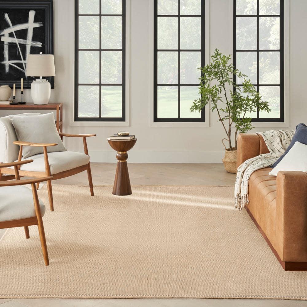 Nourison Washable Jute 7'10" x 9'10" Natural Modern Indoor Rug