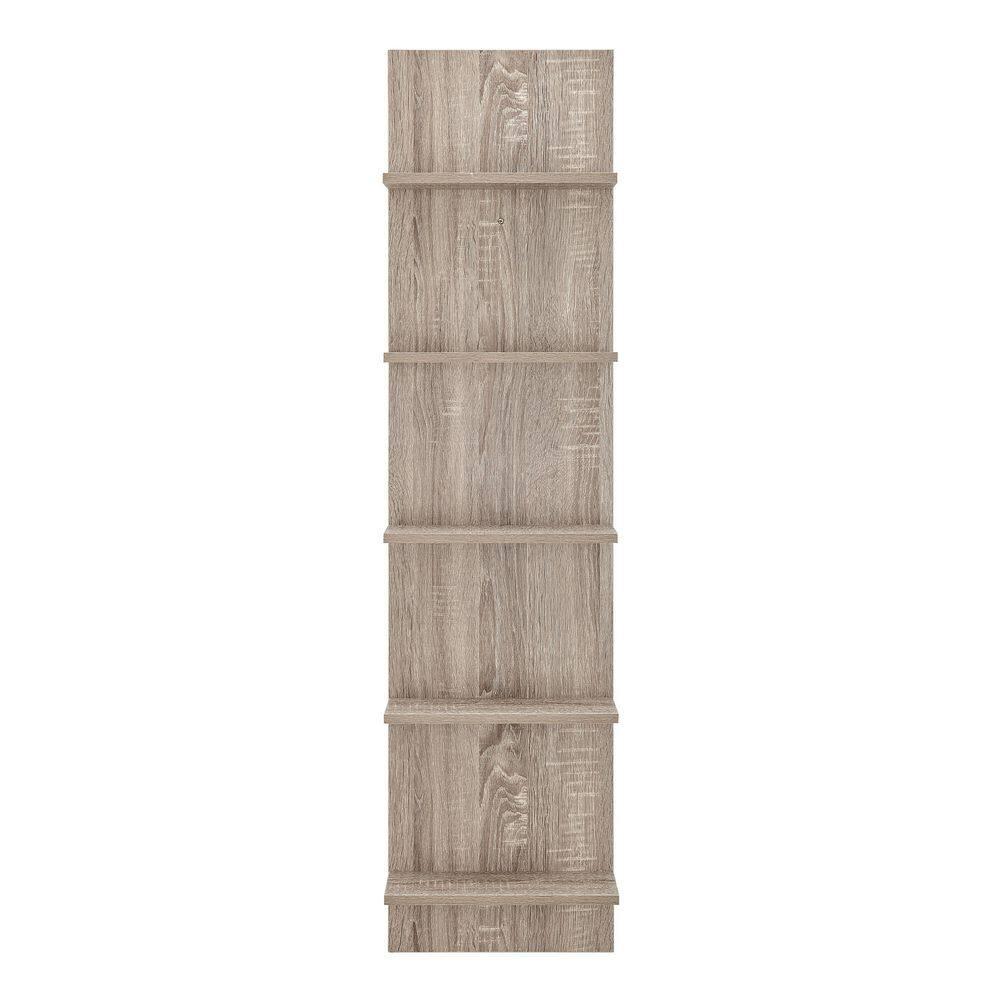 Danya B. 47" x 11.7" Wide Vertical Column Wall Shelf Weathered Oak: Mid-Century Laminated MDF, Iron Hardware