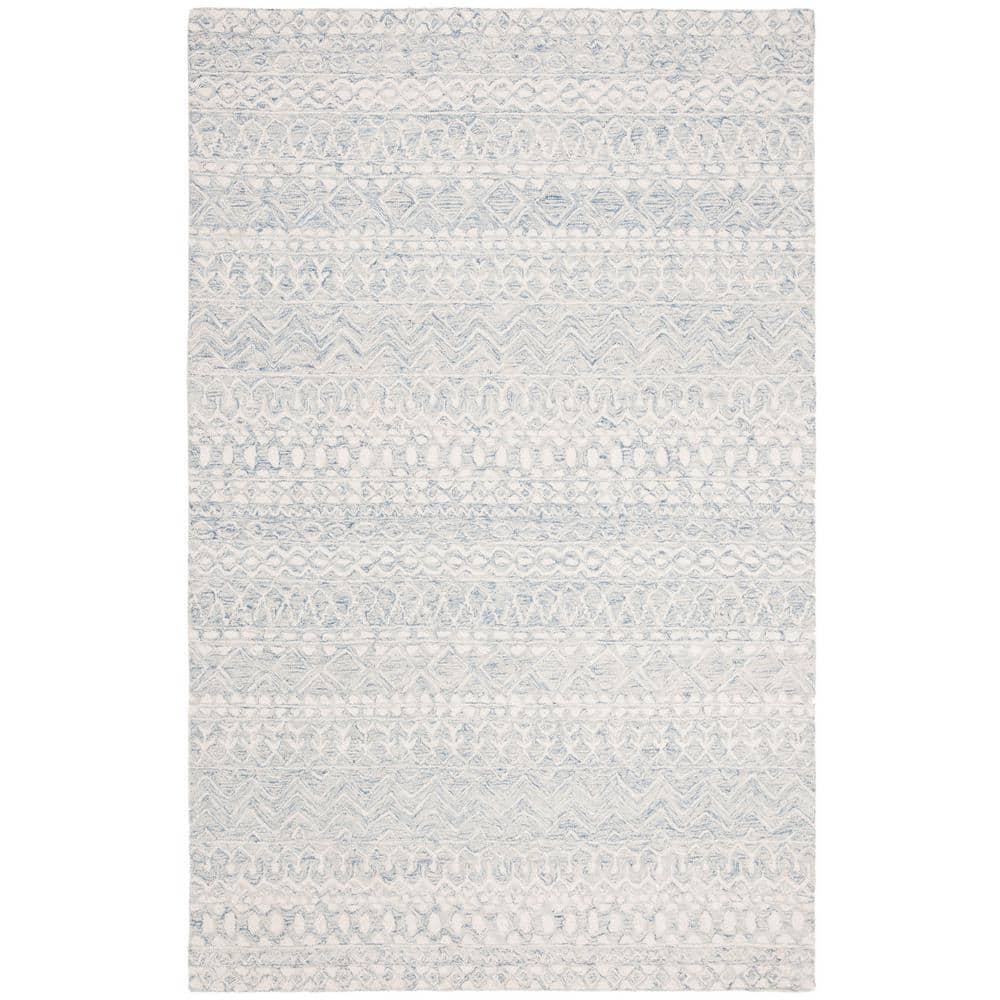 Micro-Loop MLP502 Hand Tufted Indoor Area Rug - Blue/Ivory - 4'x6' - Safavieh