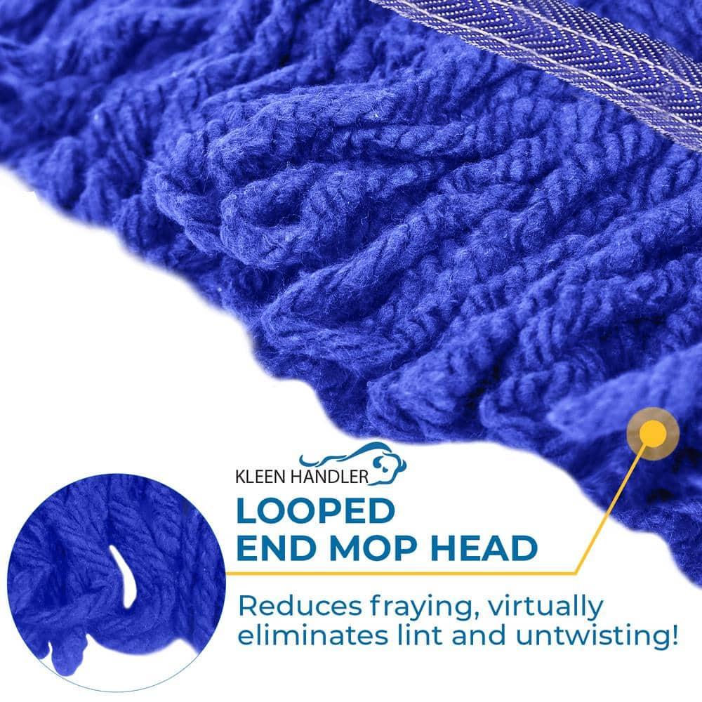 Dark Blue Heavy-Duty Blended String Mop Heads, 13-inch (4-Pack)