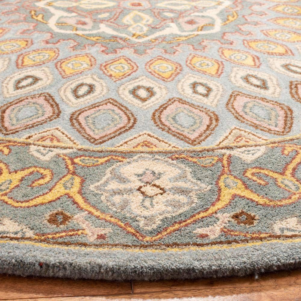 Heritage HG914 Hand Tufted Area Rug - Blue/Grey - 8' round - Safavieh.