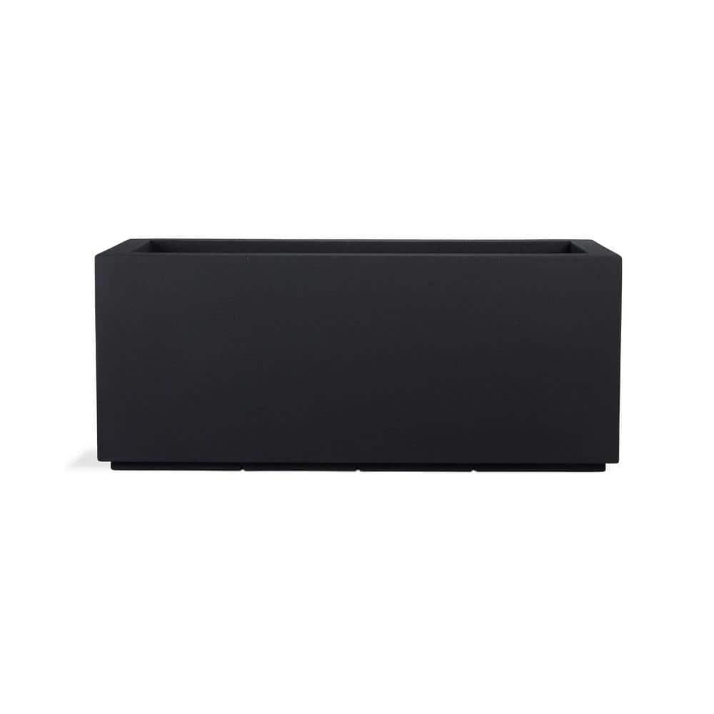 PolyStone Planters Rectangle 17.0-Inches W Extra Large Black Mixed/Composite Contemporary/Modern Outdoor Planter with Drainage Holes
