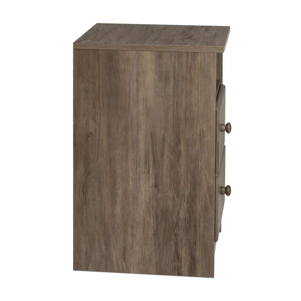 Prepac Astrid 2-Drawer Nightstand with Open Shelf, Drifted Gray