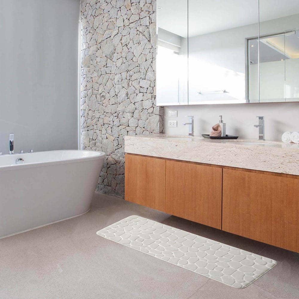 Evideco Pebble Runner Mat - Memory Foam - 48"L x 18"W for Kitchen, Bathroom and more