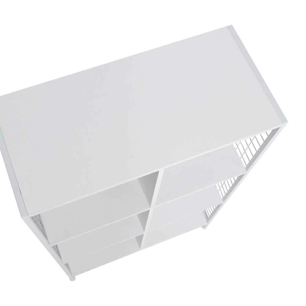 Household Essentials Trellis Open Storage Bookshelf with 6 Cube Compartments Scandinavian White and White Metal