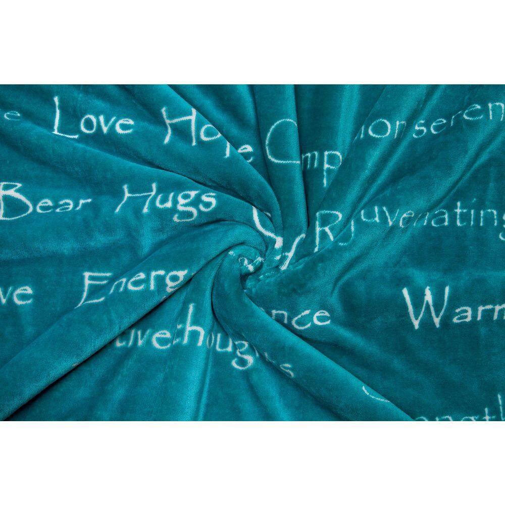 Chanasya Sympathy Warm Hugs Support Gift Throw Blanket with Plush Faux Shearling Side - (Twin) Teal