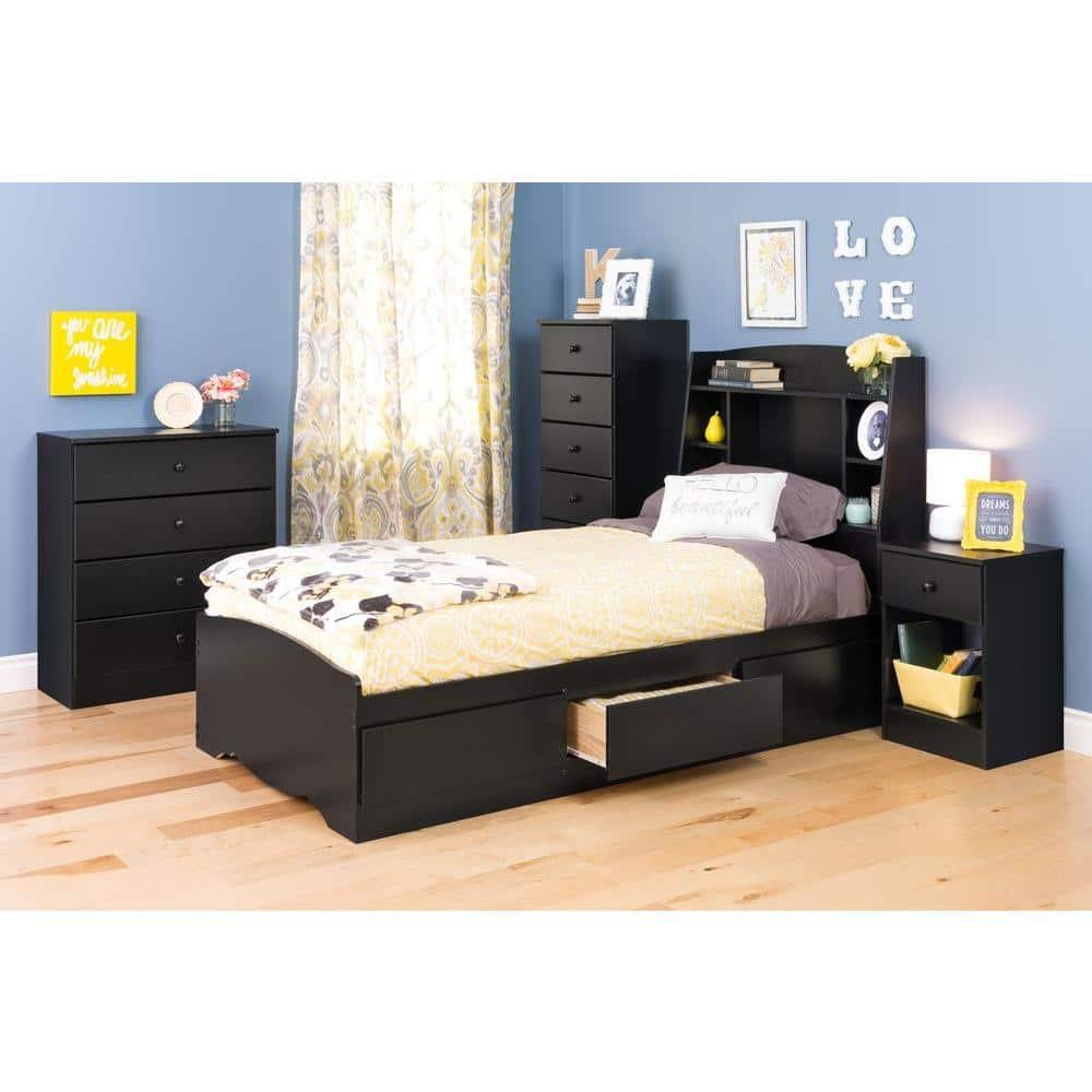 Astrid 6 Drawer Tall Chest Black - Prepac: Space-Saving Vertical Storage for Bedroom