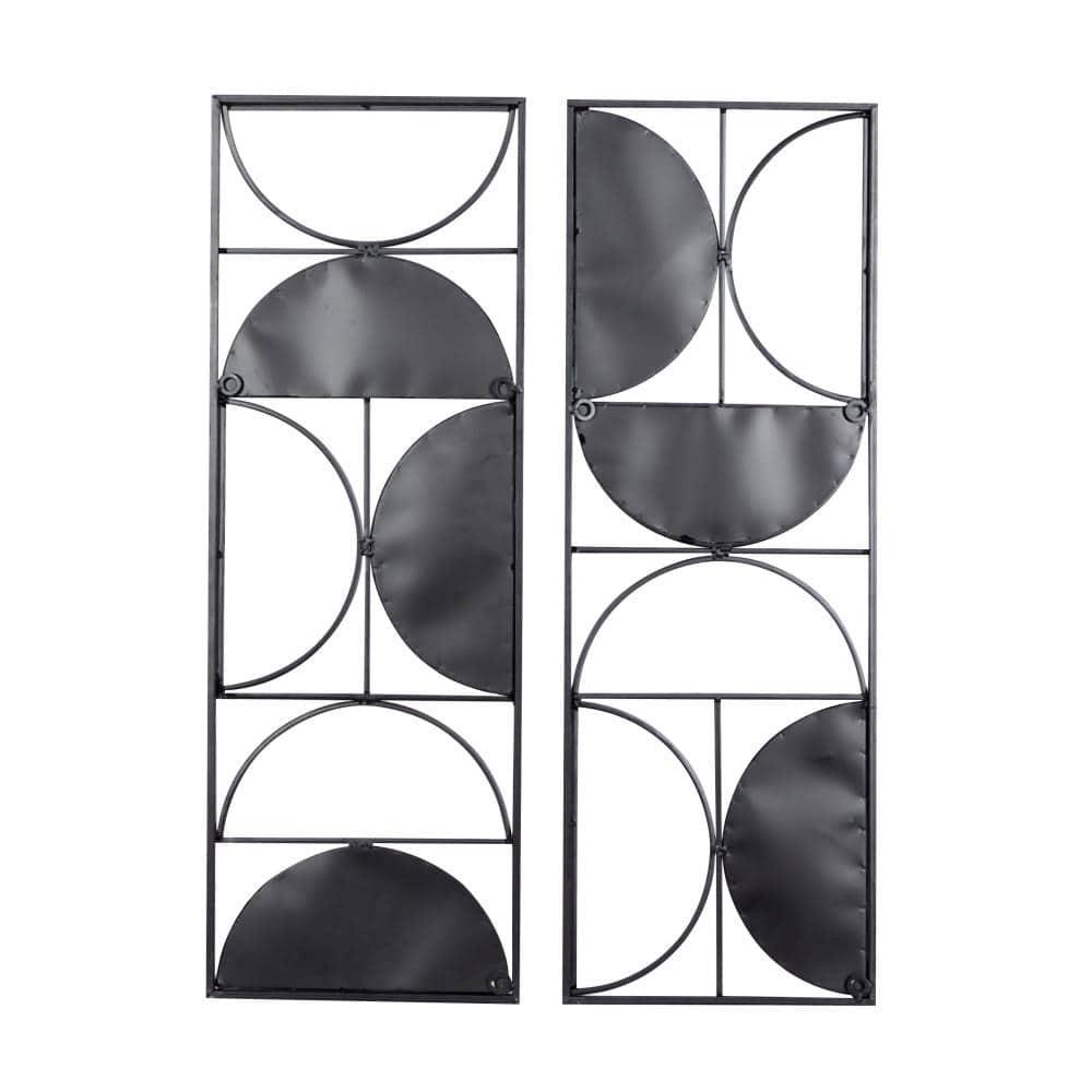 DecMode Brown Metal Carved Designs Geometric Wall Decor (2 Count)