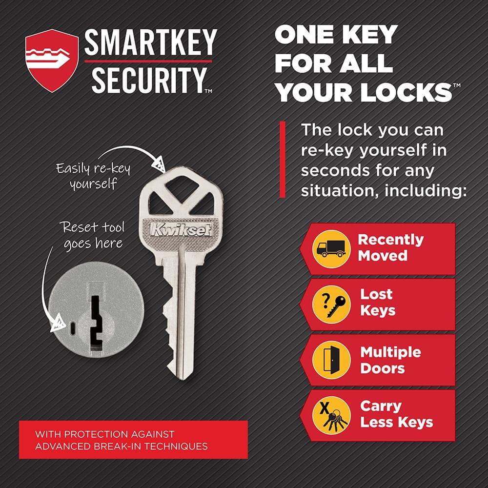 Kwikset SmartKey Security Wave Satin Nickel Entry Lever KW1 2-3/4 in.