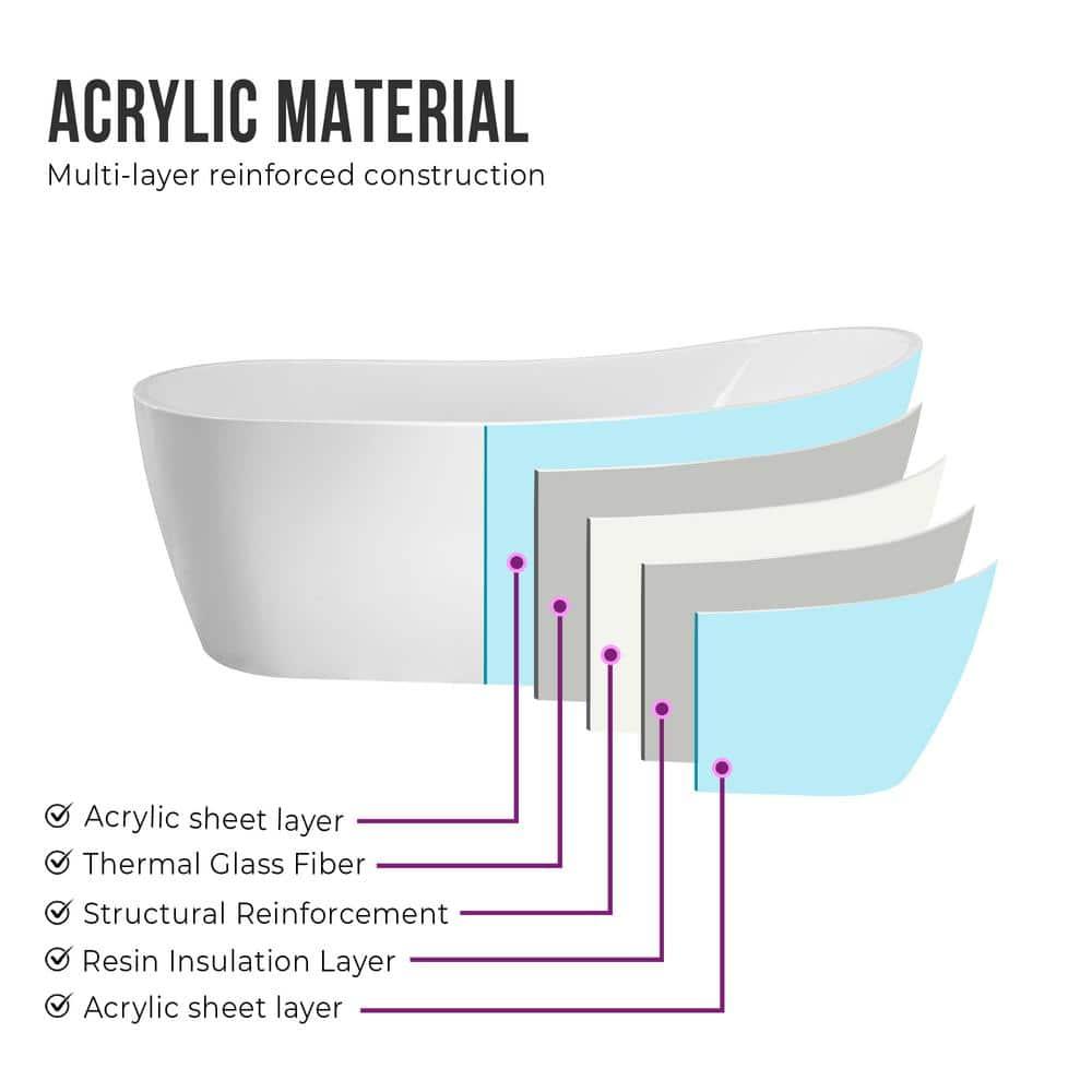 Amara Acrylic Freestanding Soaking Bathtub