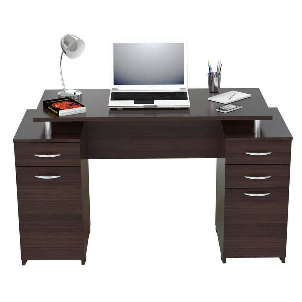 Inval America Espresso Writing Desk with Four Drawers