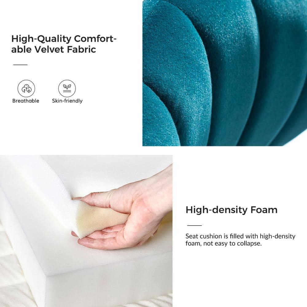 Modern Velvet Accent Chair Upholstered Small Vanity Chair Bedroom Living Room Teal