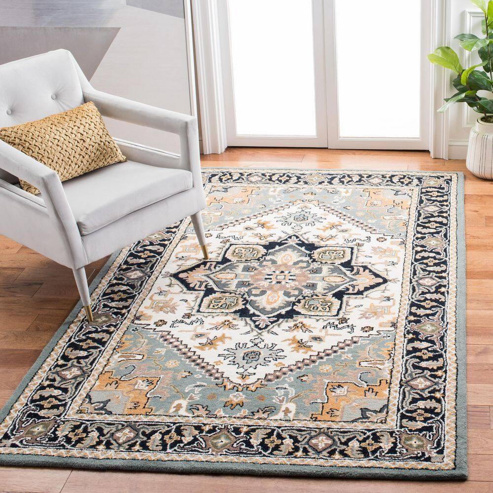 Heritage HG625 Handmade Area Rug - 8'x8' - Grey/Green - Safavieh