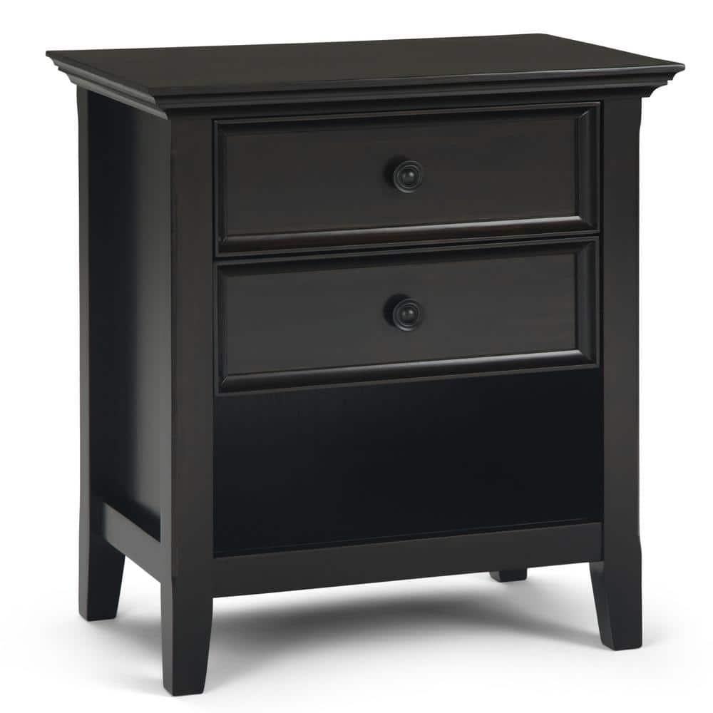 Simpli Home Amherst Wood 24" Transitional Bedside Nightstand Table in Hickory Brown