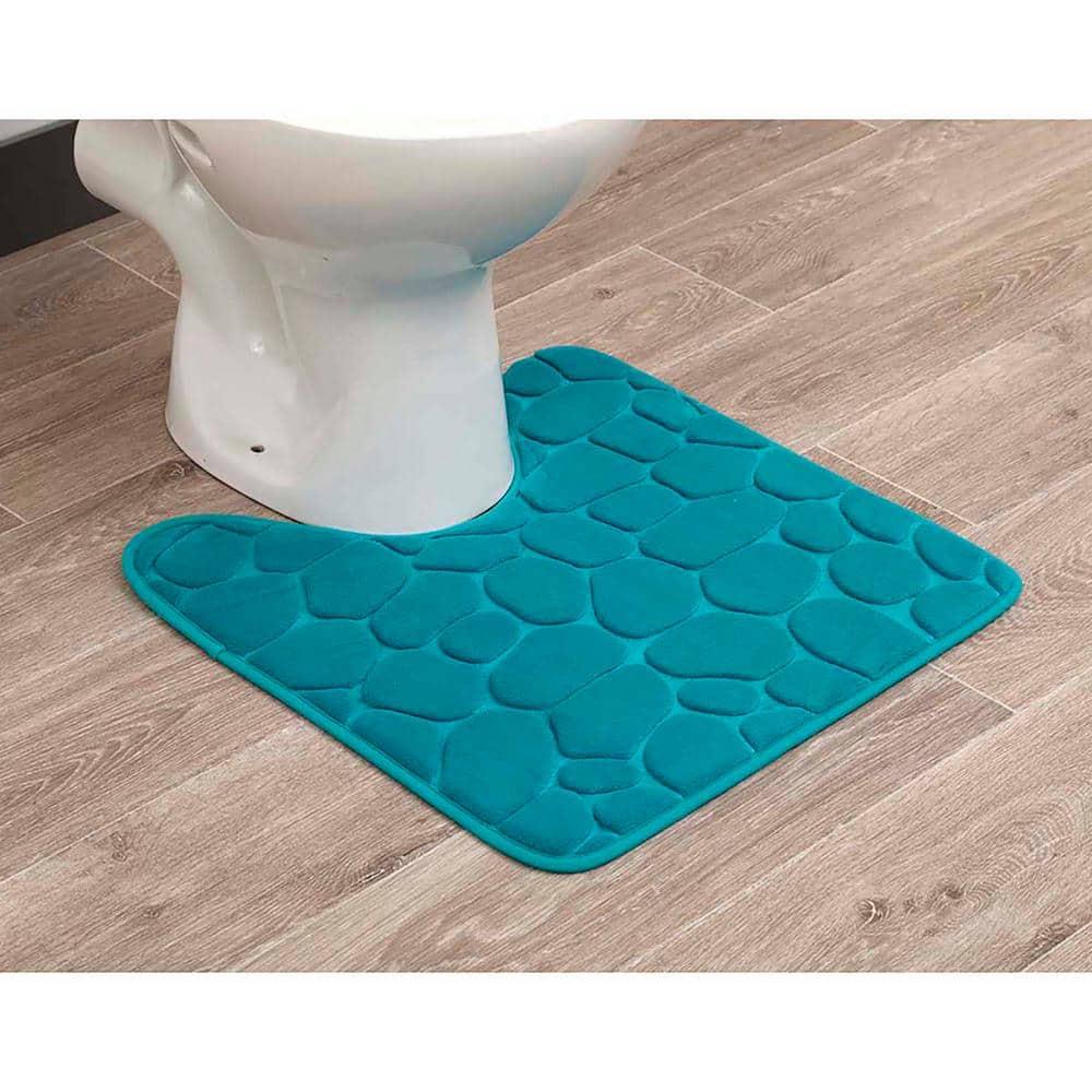Contour Bath Rug Memory Foam Mat 3D Pebble 20âL x 20âW Peacock Blue