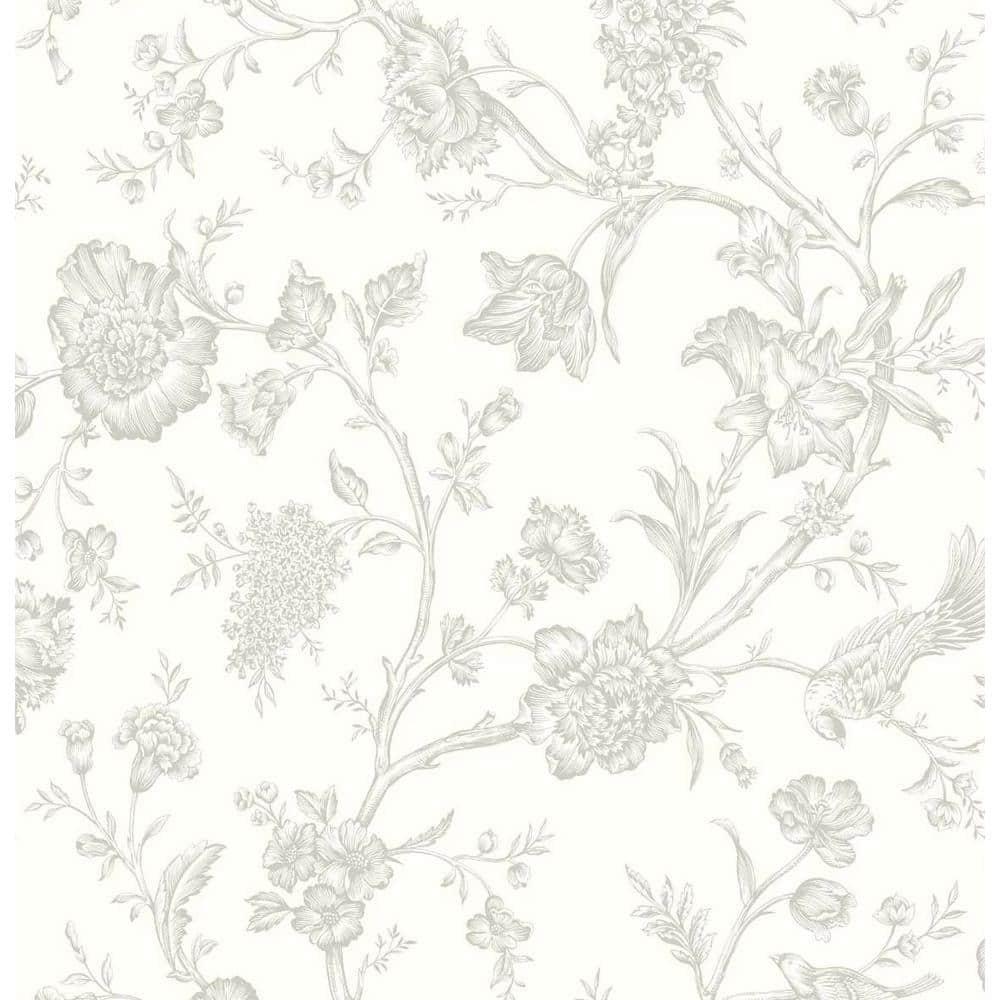 NextWall Harbor Mist Jasmine Chinoiserie Peel and Stick Wallpaper