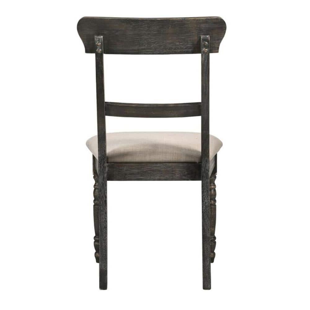 Set of 2 Wallace Side Chair Light Brown/Gray - Acme Furniture: Upholstered Linen, Turned Legs, Crosspiece Backrest