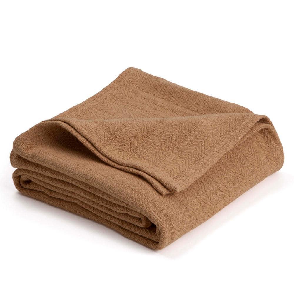 Twin Tan Cotton Fleece Sherpa Blanket